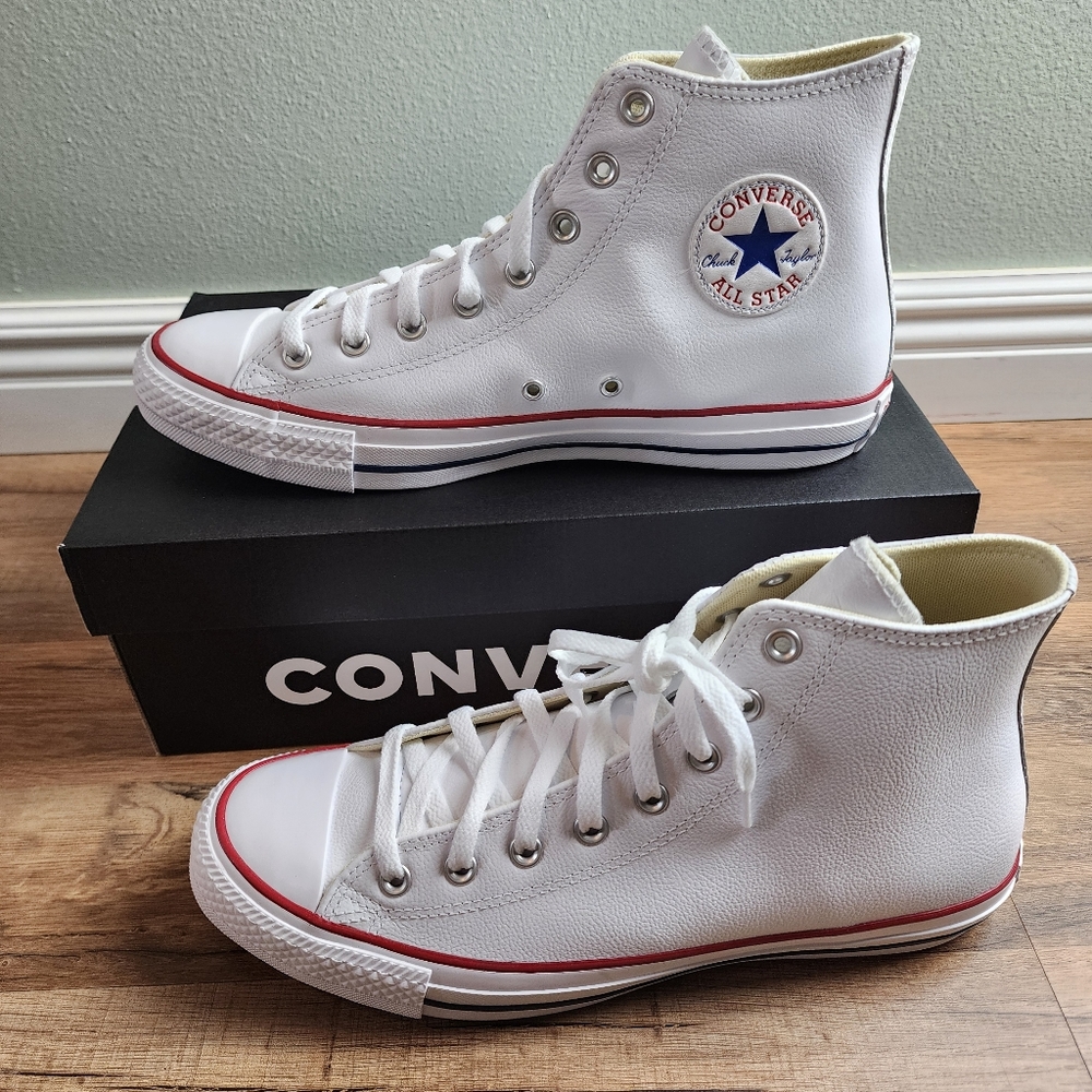 ❗️NWT❗️Converse Chuck Taylor All Star Leather White High Top Shoe Size 11 - Picture 4 of 13